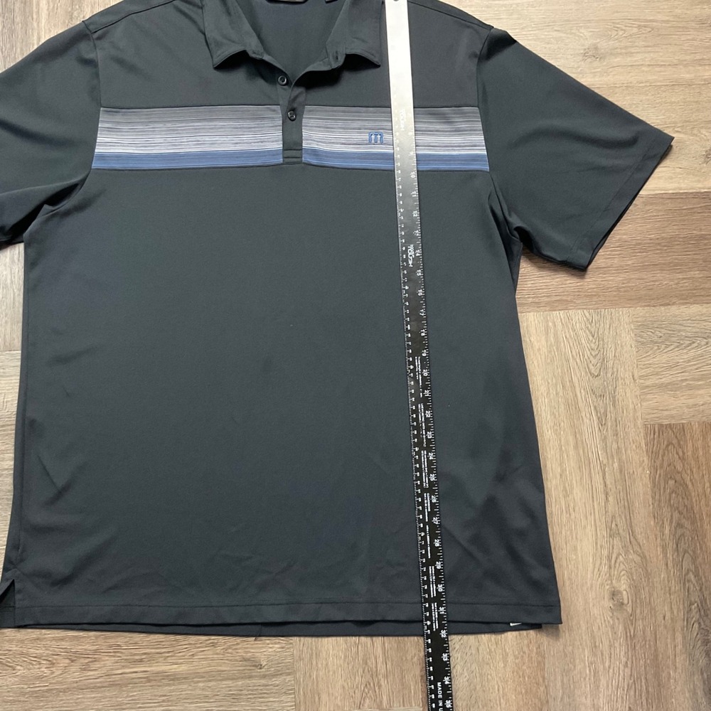 Travis Mathew Stripe Golf Tennis Polo Shirt Mens XXL Black Blue Preppy Classic - Picture 7 of 7